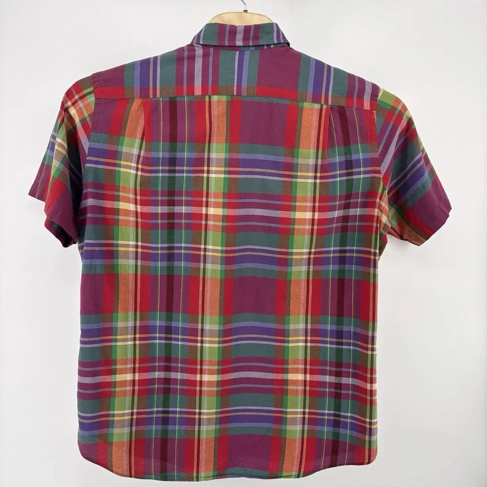 Polo Ralph Lauren Men's L Multicolor Plaid Madras Short Sleeve Shirt